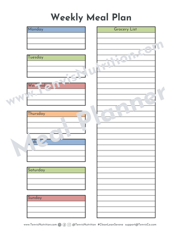 Tenvis Nutrition Meal Planner